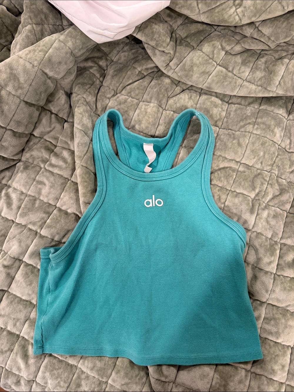 ALO Yoga Teal Ribbed Crop Tank